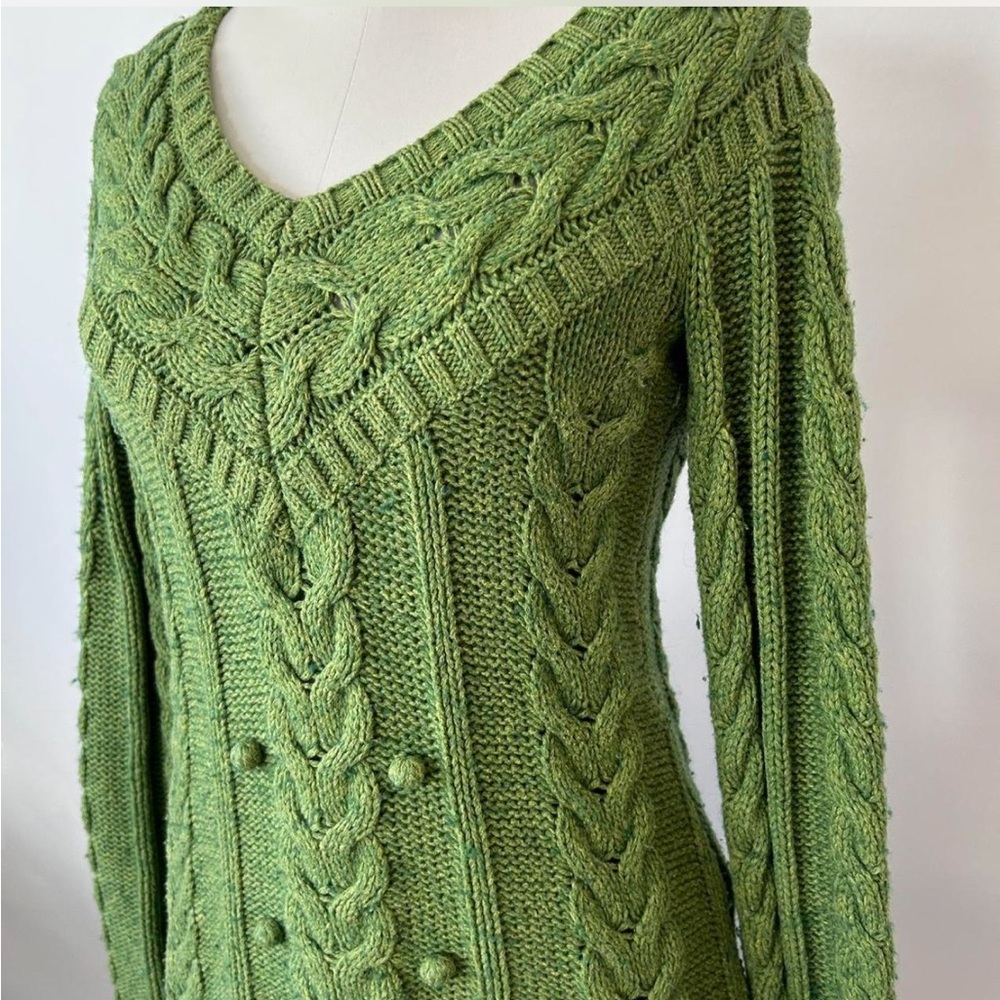 Vintage Old Navy Cottagecore Granny Chic Wool Blend Cable Knit Sweater size XS. - Picture 2 of 8
